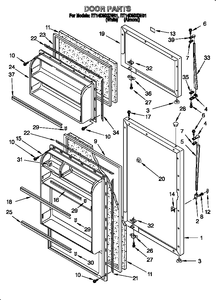 Roper RT14DMXDW01 door diagram