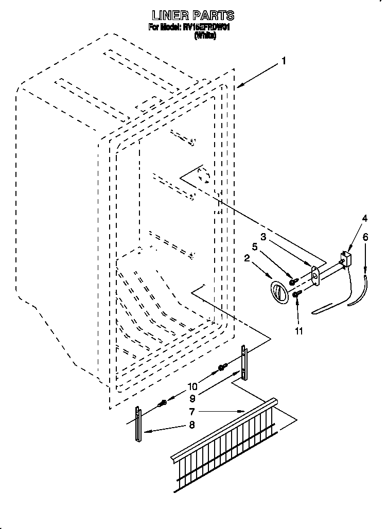 Roper RV15EFRDW01 liner diagram