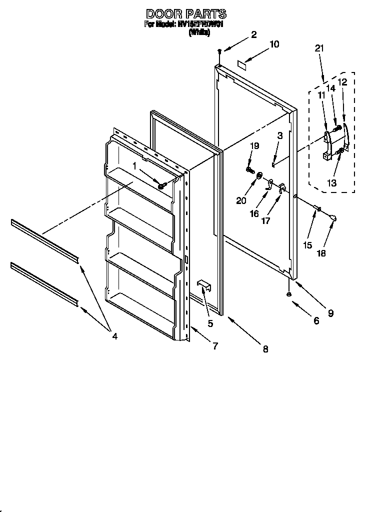 Roper RV15EFRDW01 door diagram