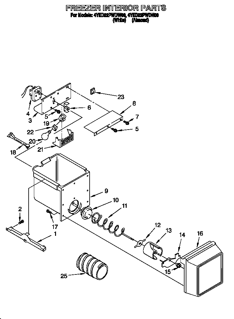 Whirlpool 4YED22PWDN00 freezer interior diagram