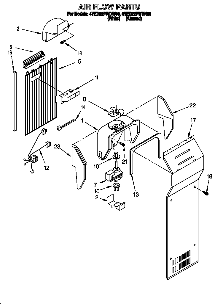 Whirlpool 4YED22PWDN00 air flow diagram