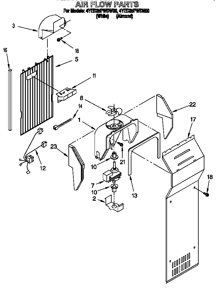 Whirlpool 4YED25PWDW00 air flow diagram
