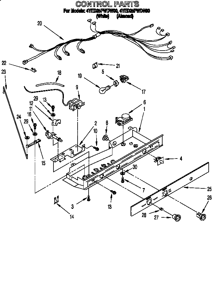 Whirlpool 4YED25PWDW00 control diagram