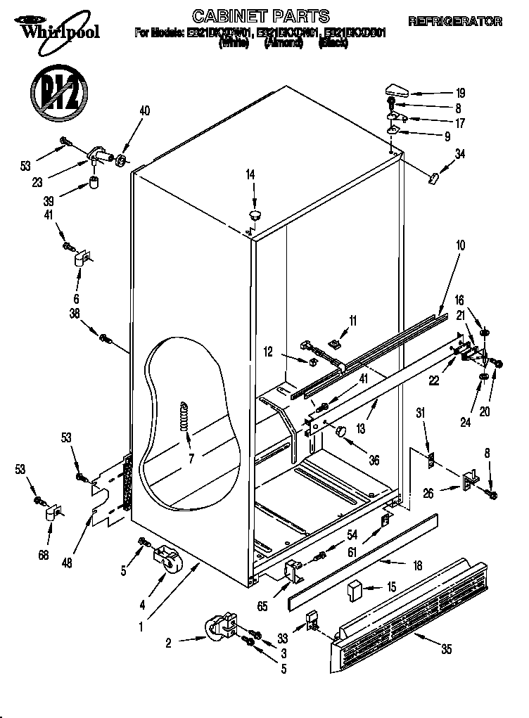 Whirlpool EB21DKXDW01 cabinet diagram