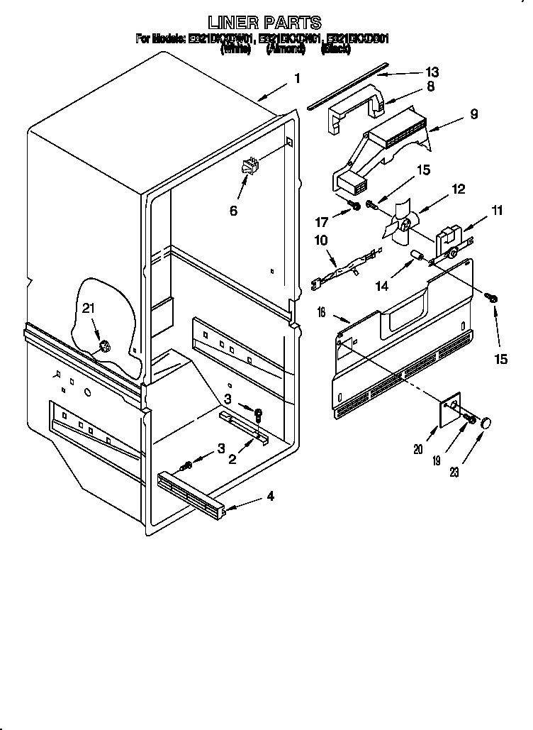 Whirlpool EB21DKXDW01 liner diagram
