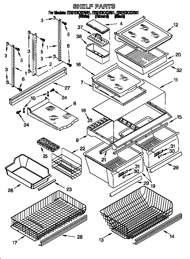 Whirlpool EB21DKXDW01 shelf diagram