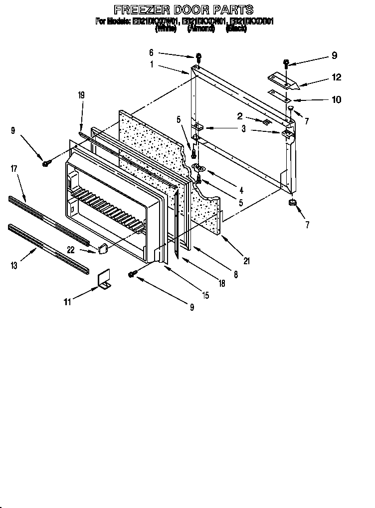 Whirlpool EB21DKXDW01 freezer door diagram