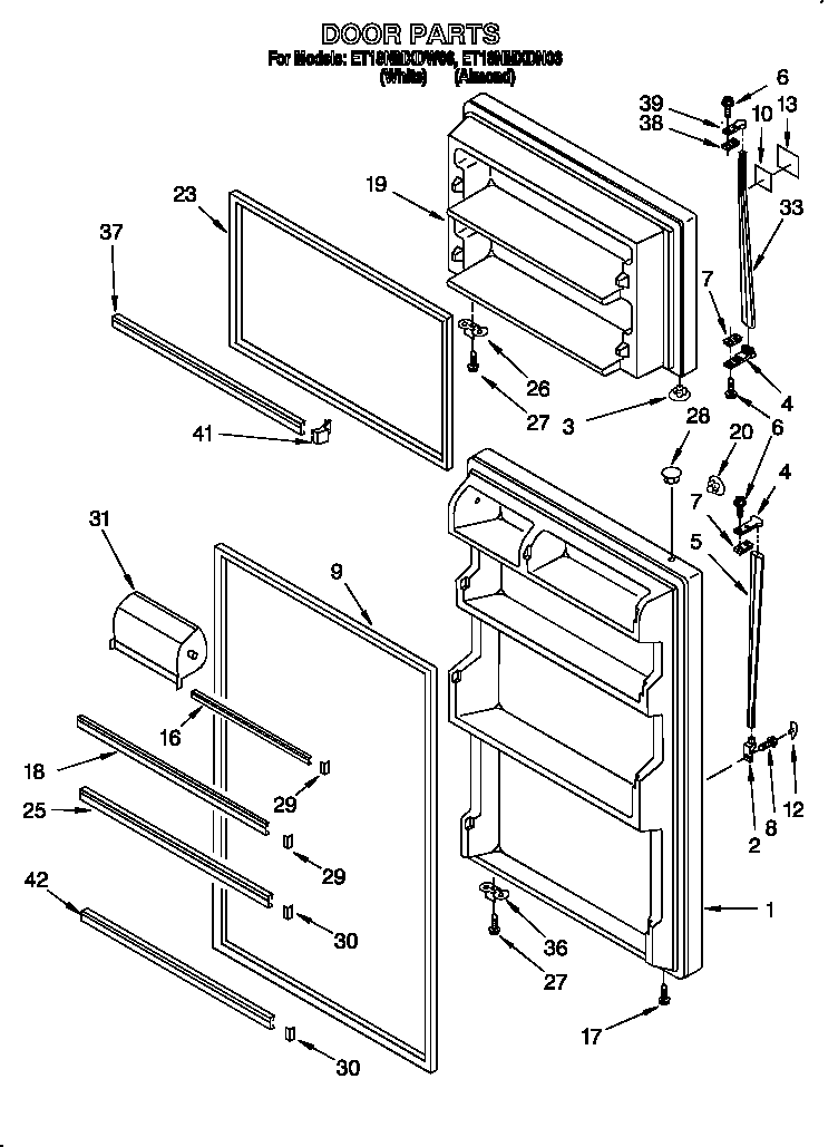 Whirlpool ET18NMXDN06 door diagram