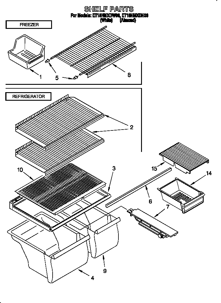 Whirlpool ET18NMXDN06 shelf diagram