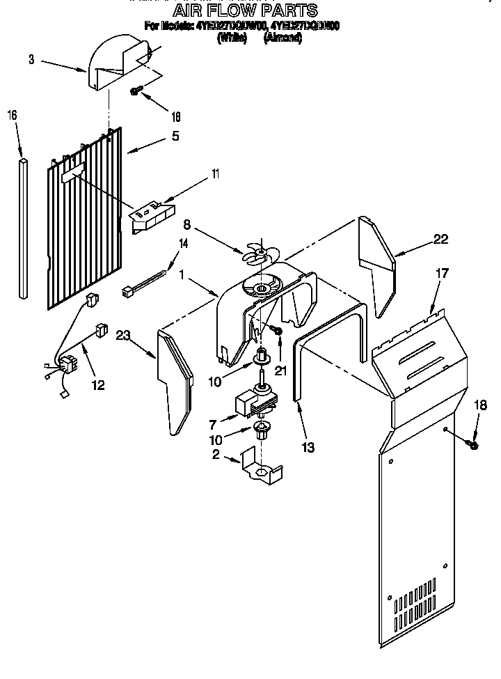 Whirlpool 4YED27DQDN00 air flow diagram