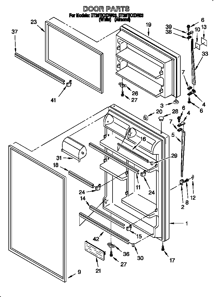 Whirlpool ET20TKXDN03 door diagram