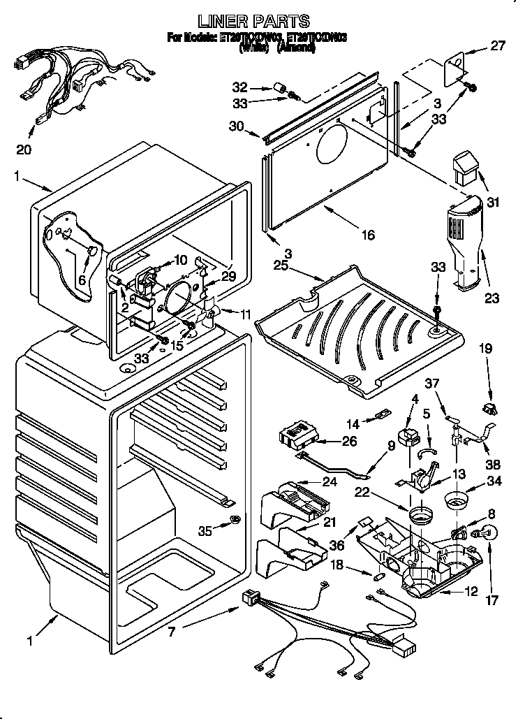 Whirlpool ET20TKXDN03 liner diagram