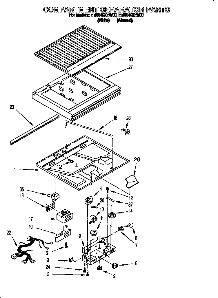 Whirlpool ET22PKXEW00 compartment separator diagram