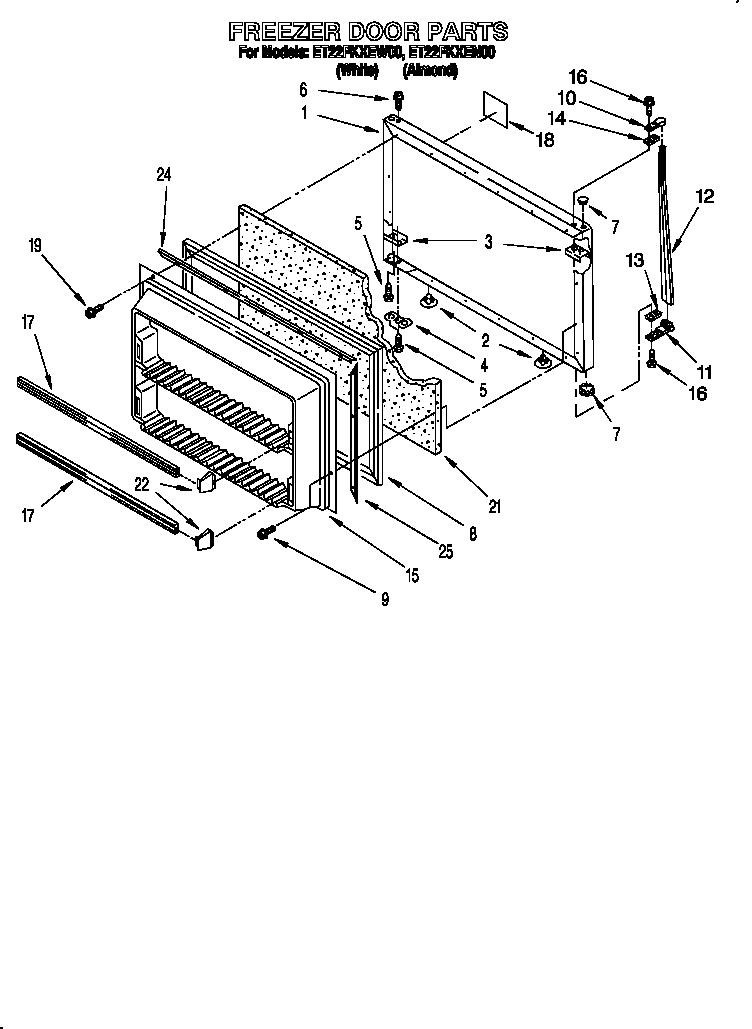 Whirlpool ET22PKXEW00 freezer door diagram