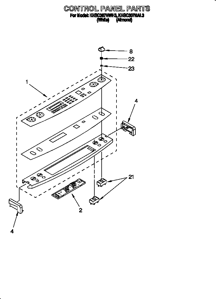 KitchenAid KESC307BWH3 control panel diagram