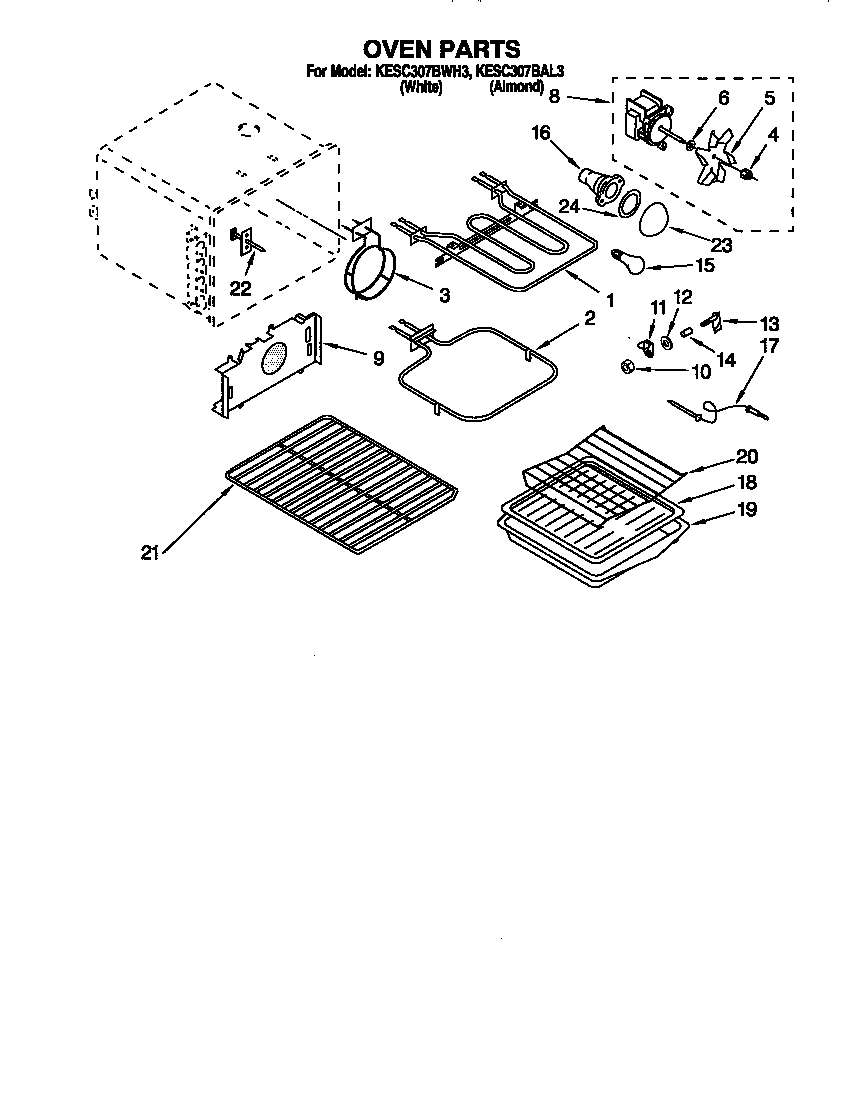 KitchenAid KESC307BWH3 oven diagram