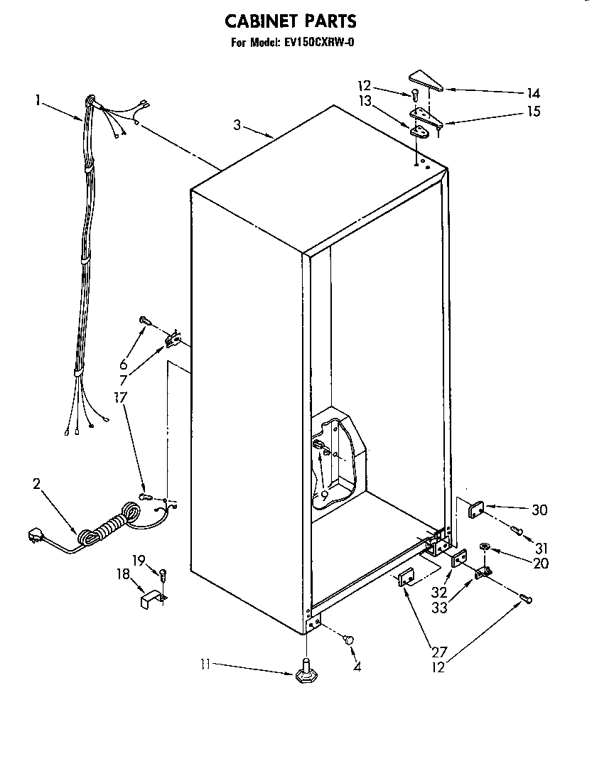 Whirlpool EV150CXRW0 cabinet diagram