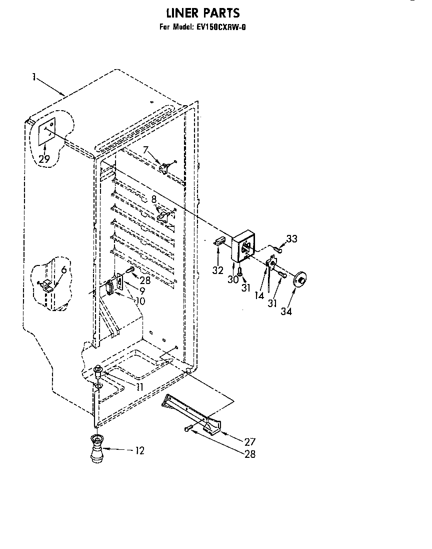 Whirlpool EV150CXRW0 liner diagram