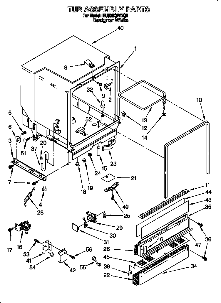 Whirlpool DU930QWDQ0 tub assembly diagram