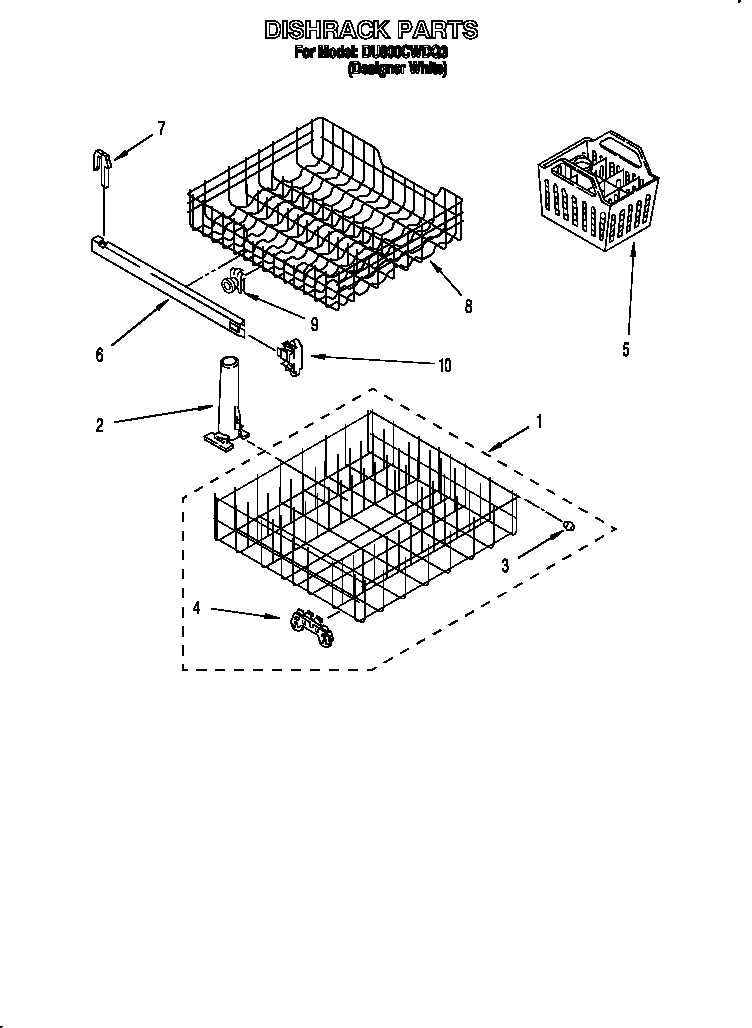 Whirlpool DU800CWDQ3 dishrack diagram