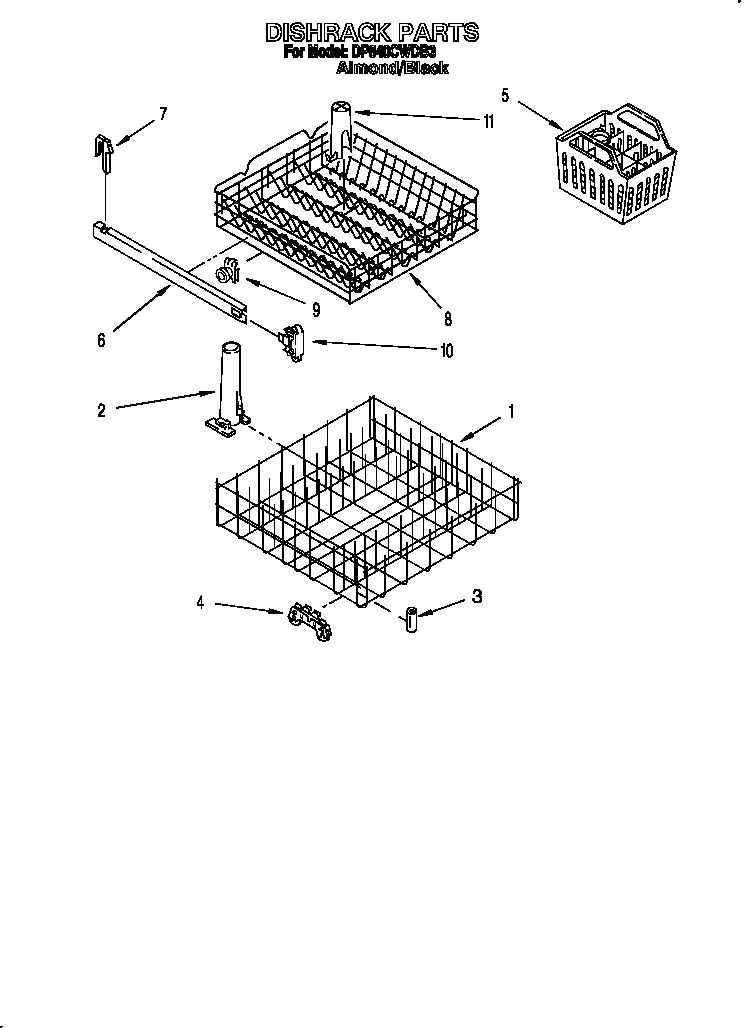 Whirlpool DP840CWDB3 dishrack diagram