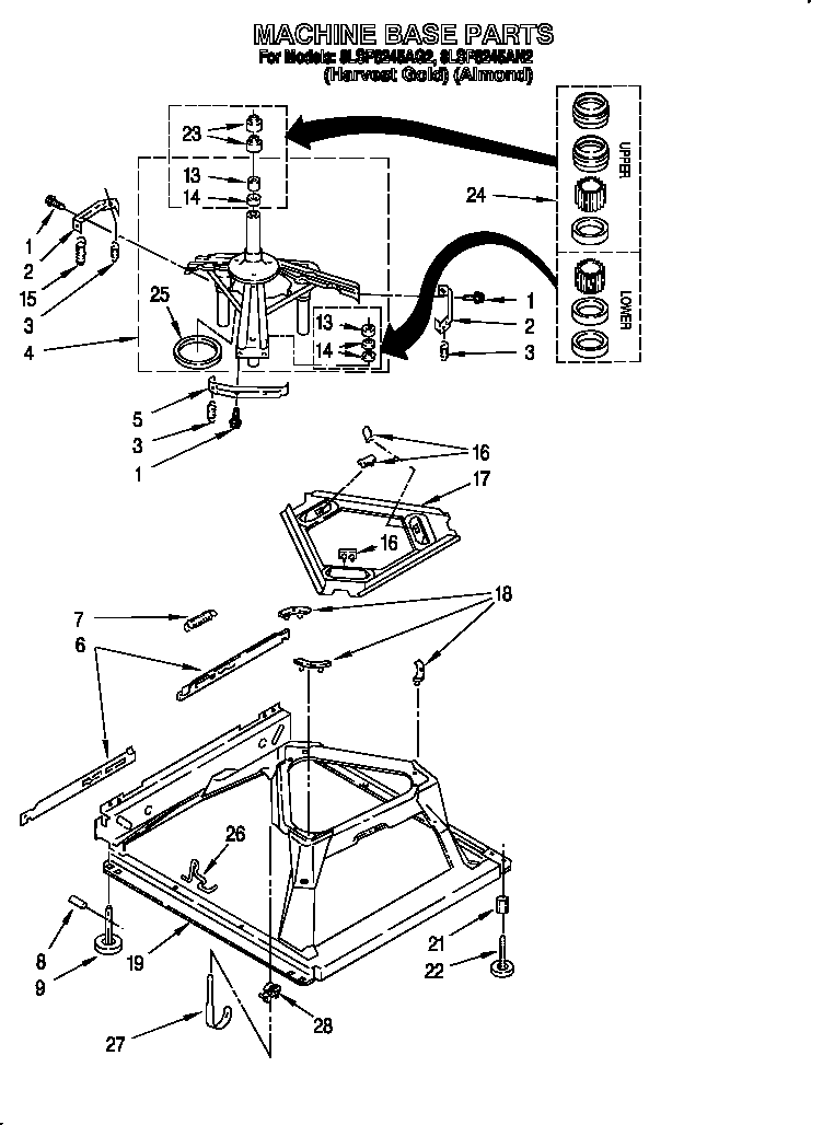 Whirlpool 8LSP8245AG2 machine base diagram