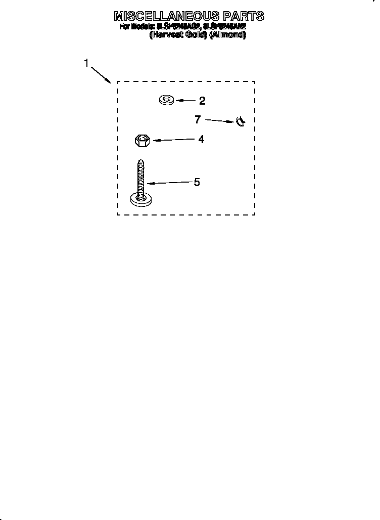 Whirlpool 8LSP8245AG2 miscellaneous diagram