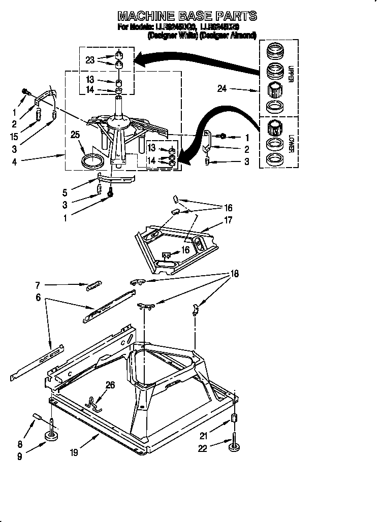 Whirlpool LLR9245DZ0 machine base diagram