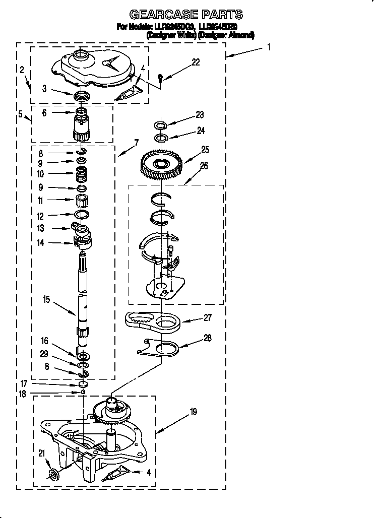 Whirlpool LLR9245DZ0 gearcase diagram
