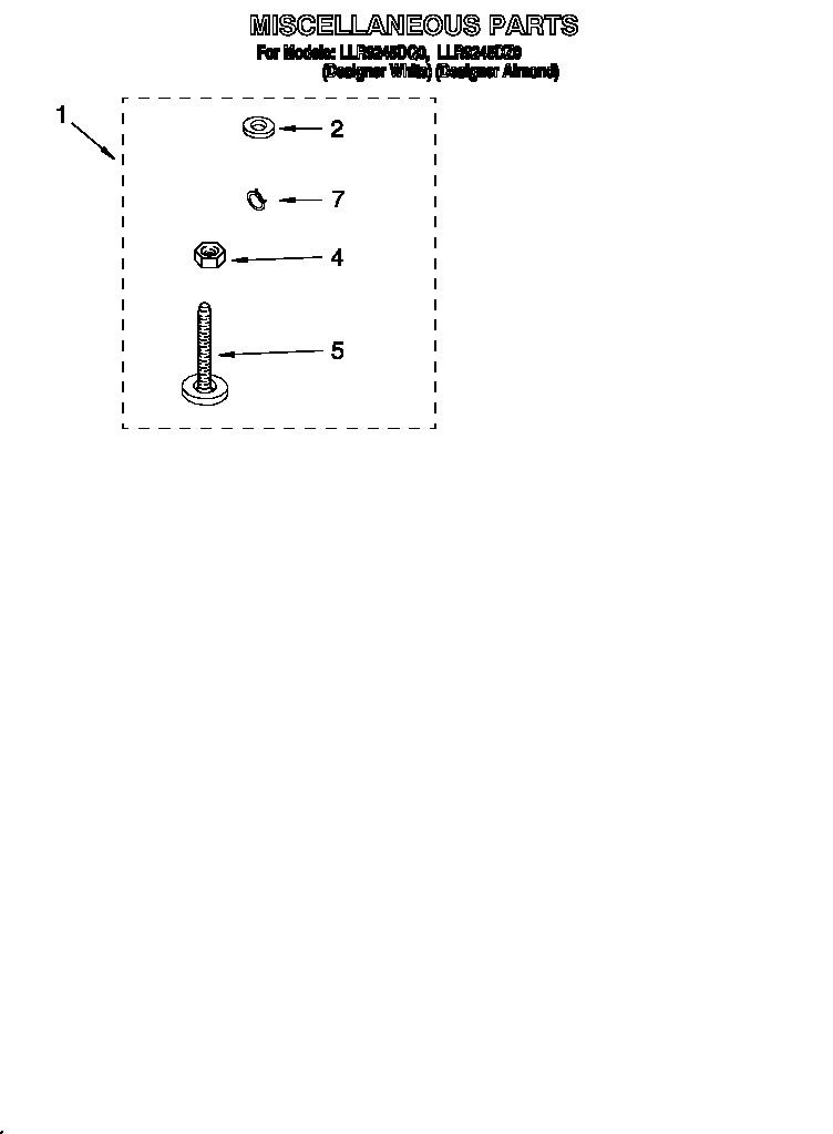Whirlpool LLR9245DZ0 miscellaneous diagram
