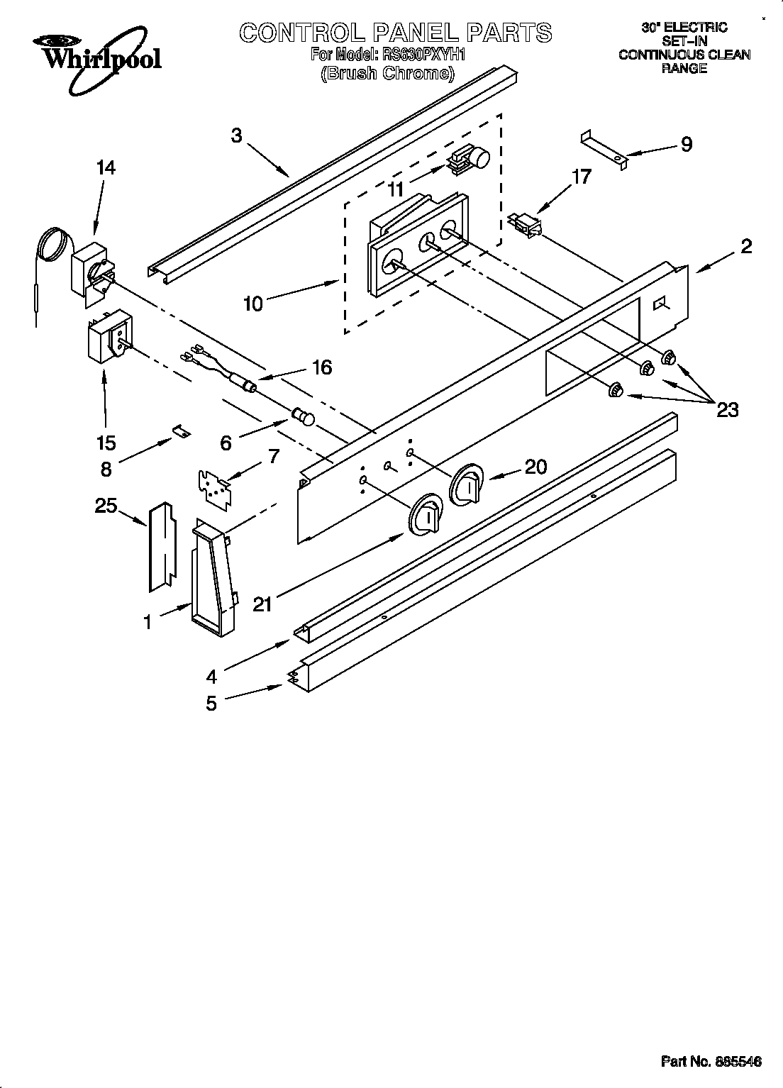 Whirlpool RS630PXYH1 control panel diagram