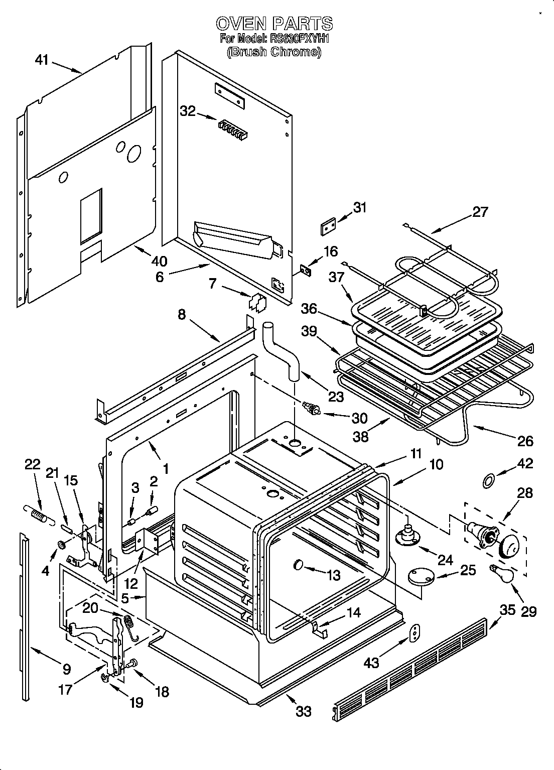 Whirlpool RS630PXYH1 oven diagram