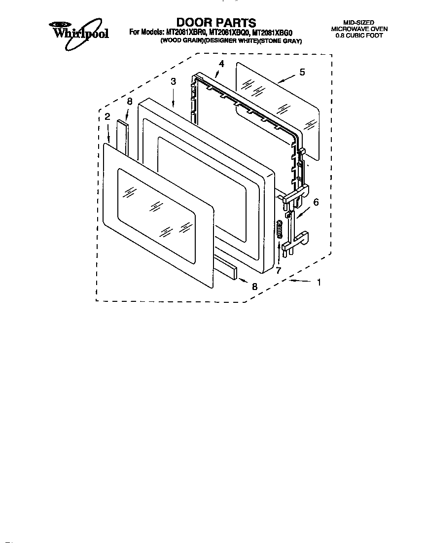 Whirlpool MT2081XBQ0 door diagram