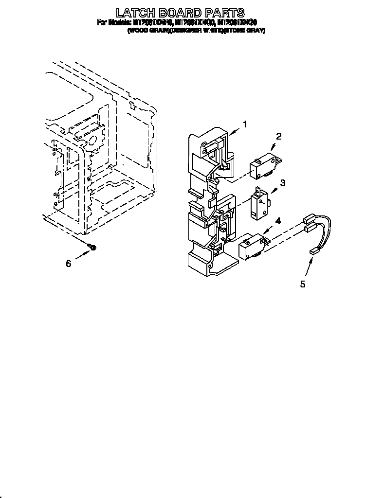 Whirlpool MT2081XBQ0 latch board diagram