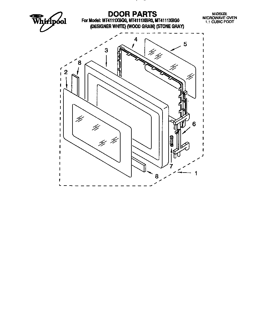 Whirlpool MT4111XBQ0 door diagram