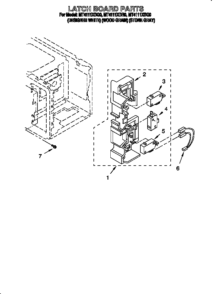 Whirlpool MT4111XBQ0 latch board diagram