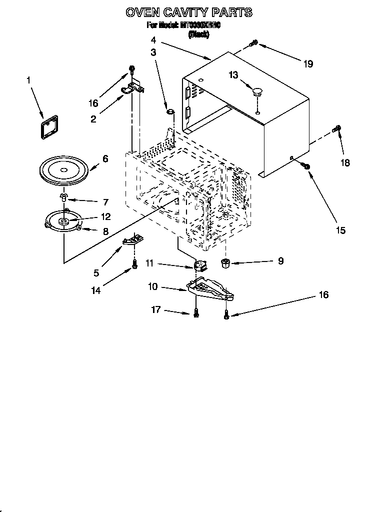 Whirlpool MT0060XBB0 oven cavity diagram