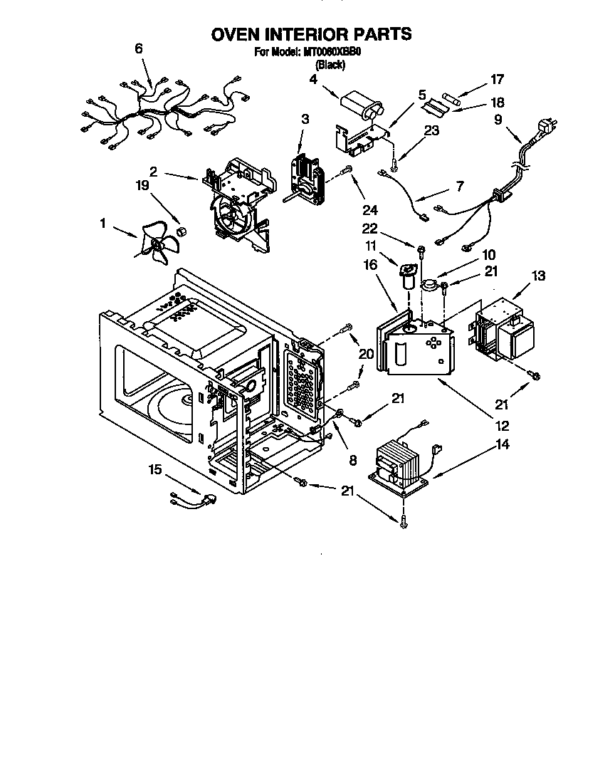 Whirlpool MT0060XBB0 oven interior diagram