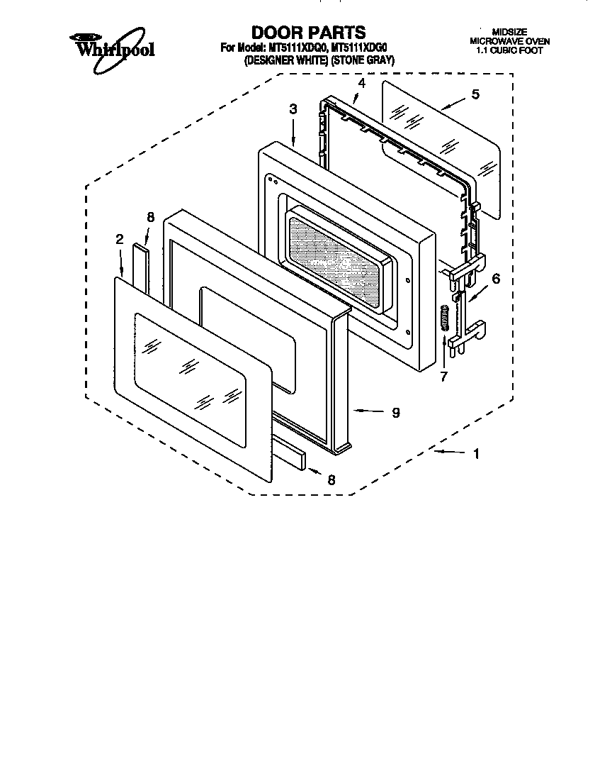 Whirlpool MT5111XDG0 door diagram