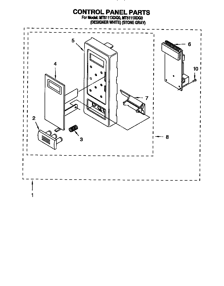 Whirlpool MT5111XDG0 control panel diagram