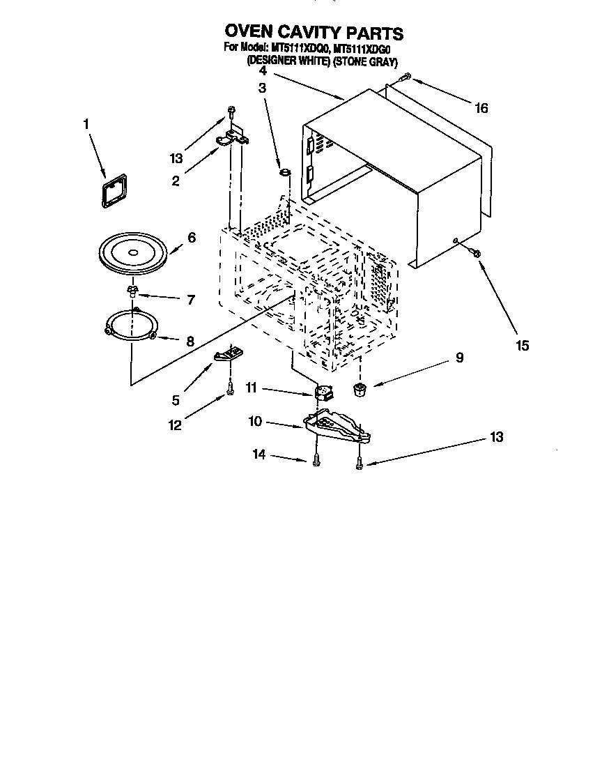 Whirlpool MT5111XDG0 oven cavity diagram