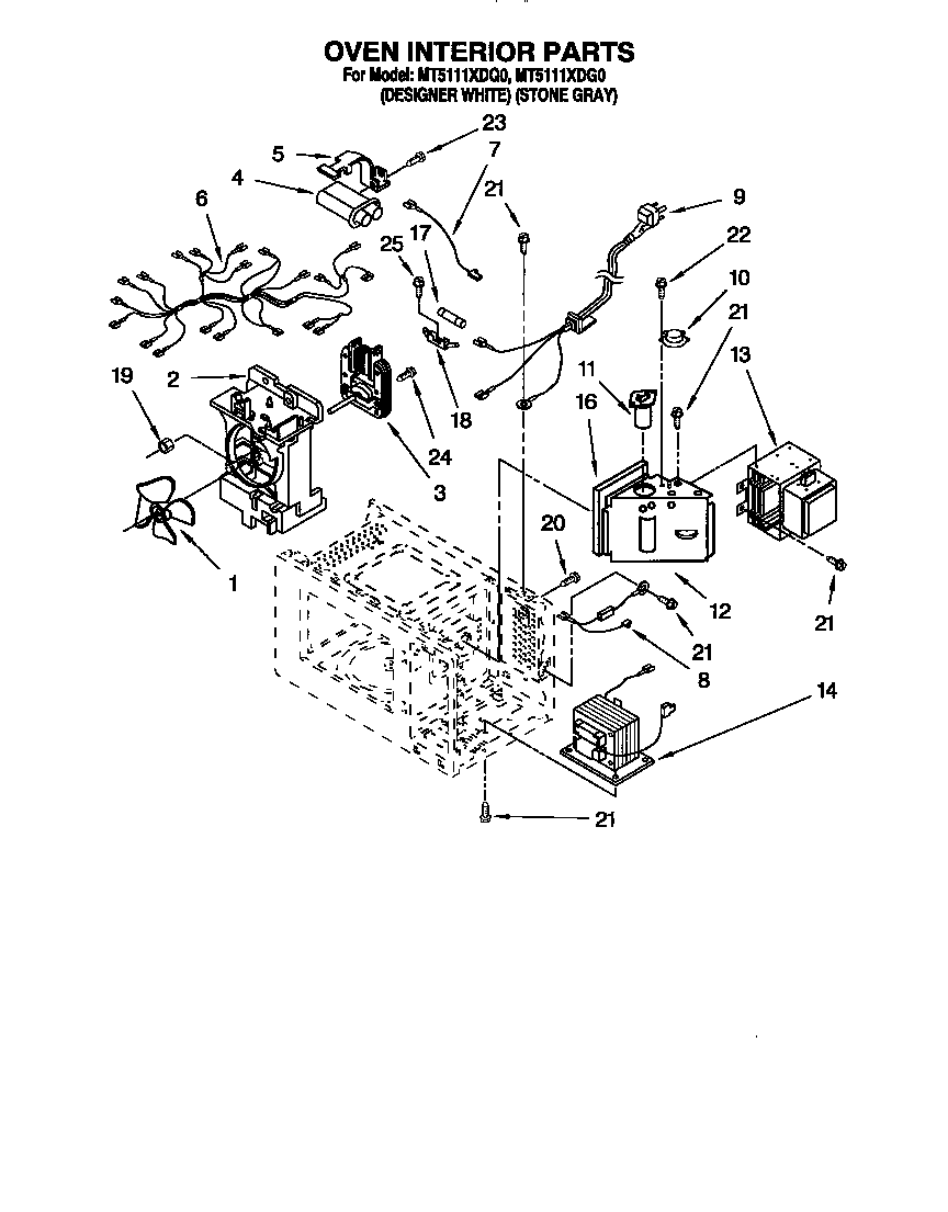 Whirlpool MT5111XDG0 oven interior diagram