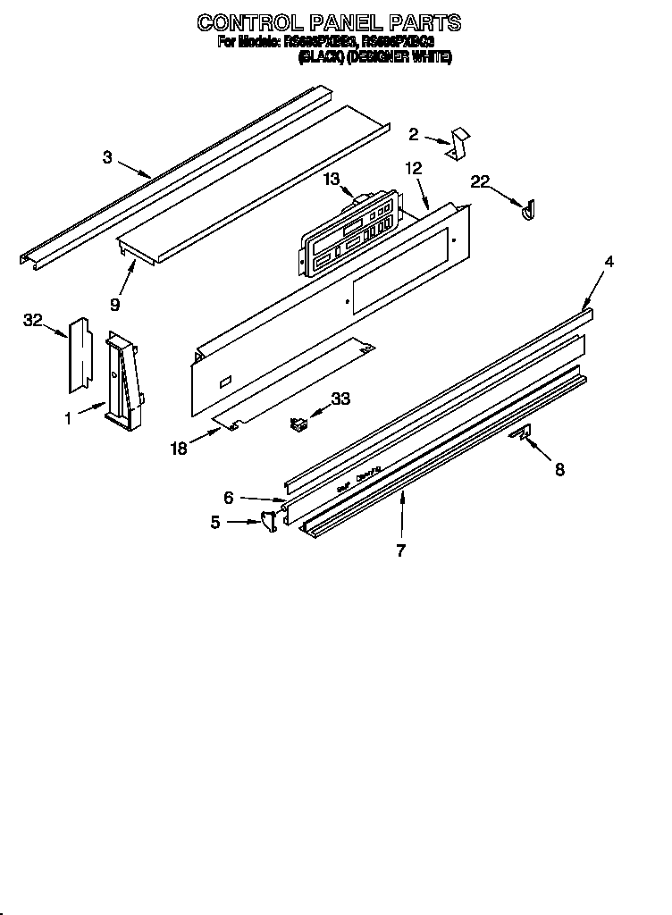 Whirlpool RS696PXBQ3 control panel diagram