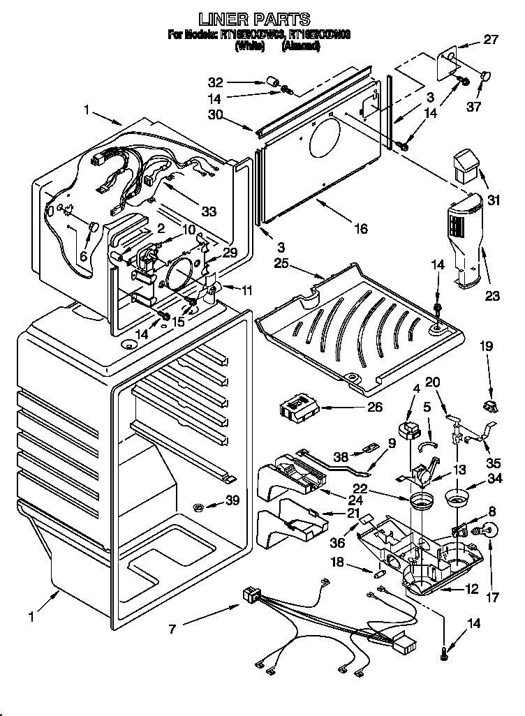 Roper RT18BKXDN03 liner diagram