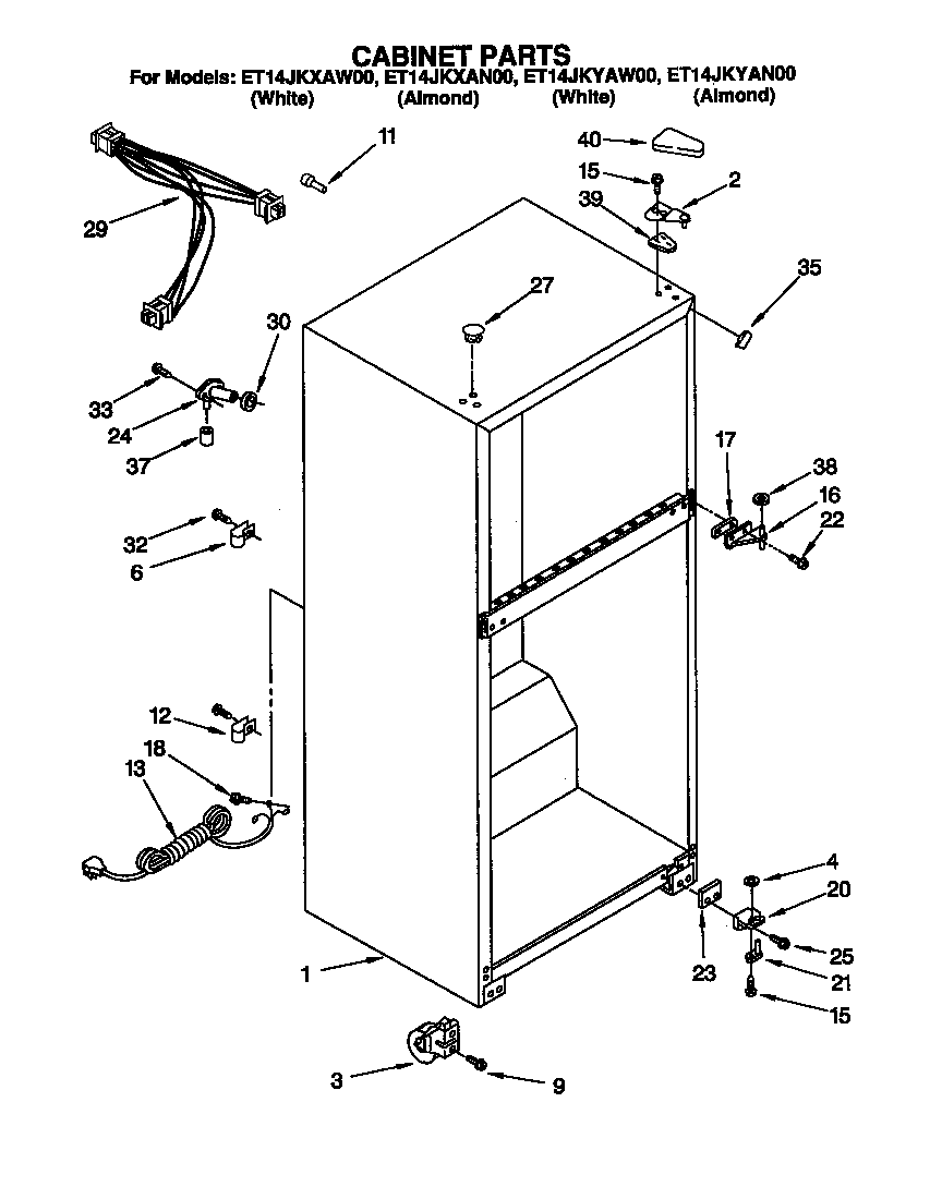 Whirlpool ET14JKXAN00 cabinet diagram