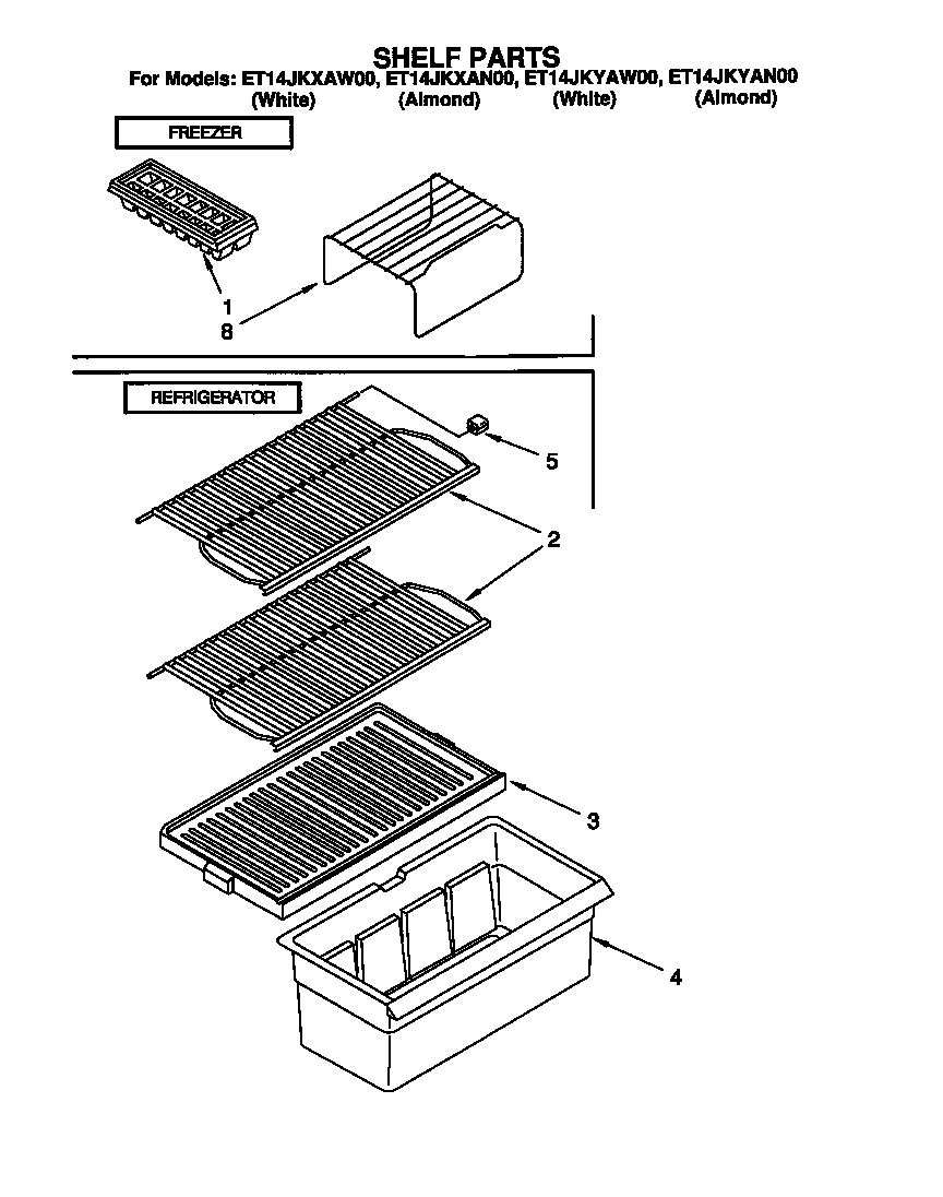 Whirlpool ET14JKXAN00 shelf diagram
