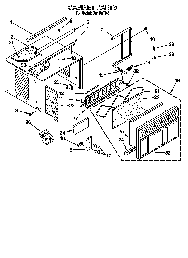 Whirlpool CA10WR43 cabinet diagram