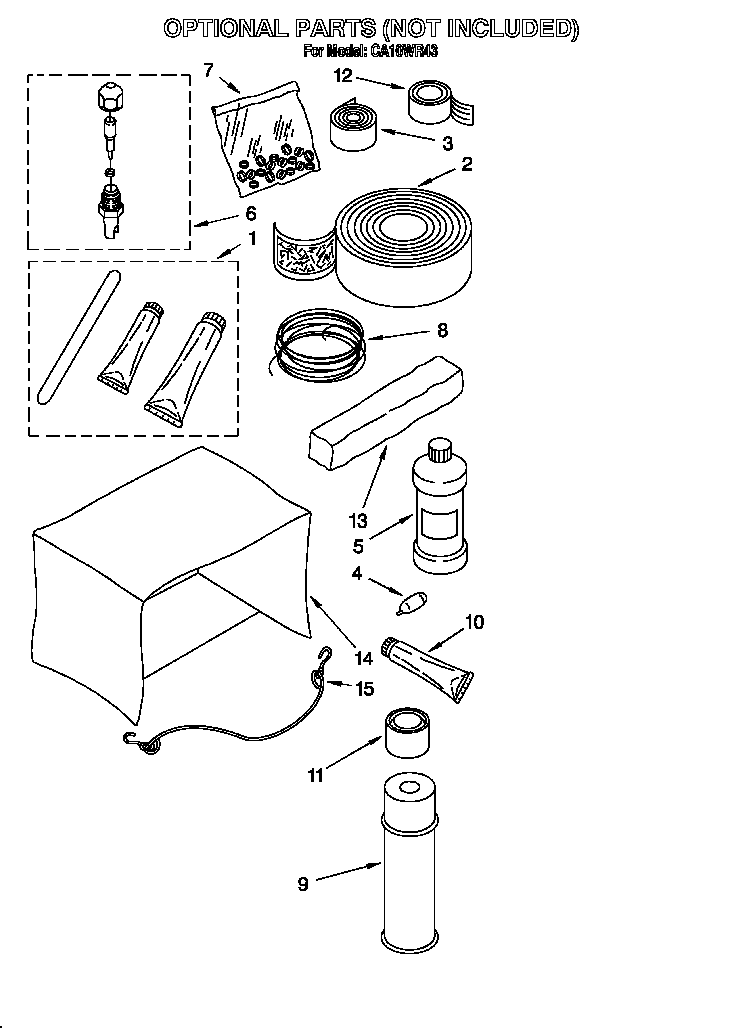 Whirlpool CA10WR43 optional parts (not included) diagram