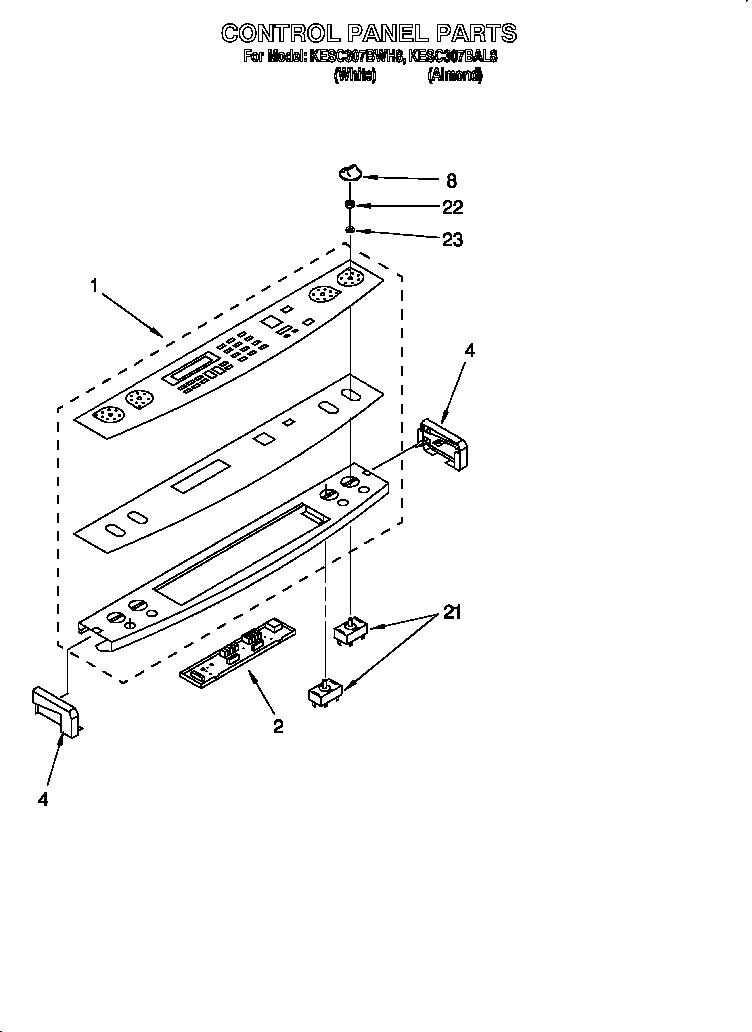 KitchenAid KESC307BWH8 control panel diagram