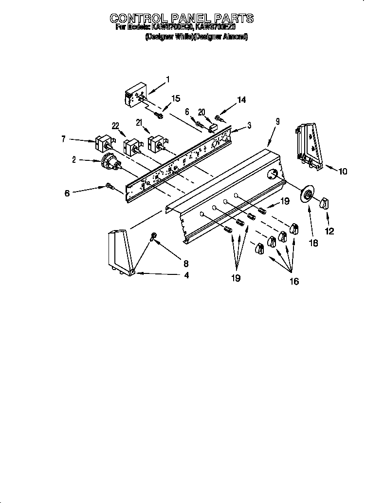 KitchenAid KAWS700EZ0 control panel diagram